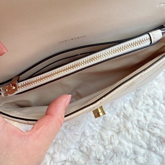 Tory Burch Kira Chevron Chain Wallet in Color New Cream - Picture 13 of 15